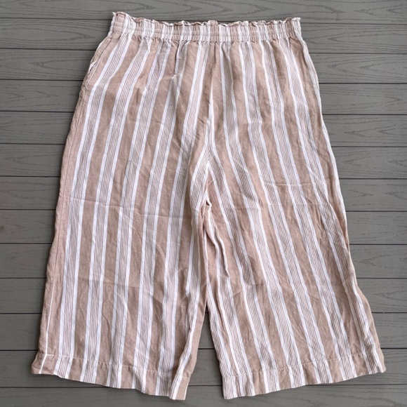 Madewell Womens Flowy Pants Tan White Stripe Linen Blend Pockets Plus XXL - Picture 6 of 6